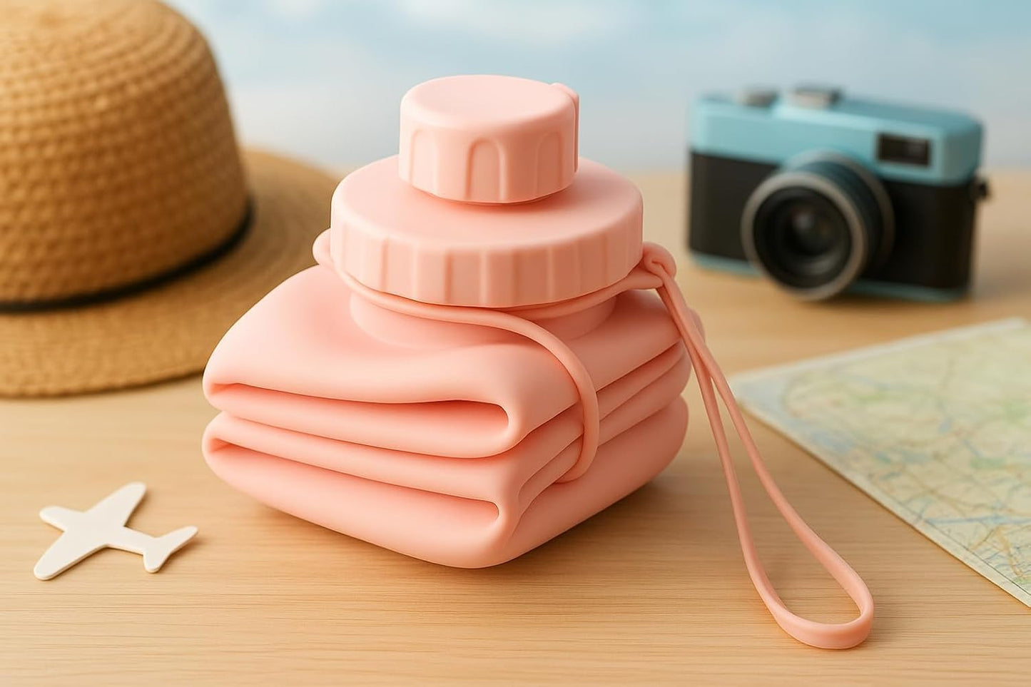 Foldable Silicone Water Bottle – 600 ml, Leak-Proof & Travel Friendly