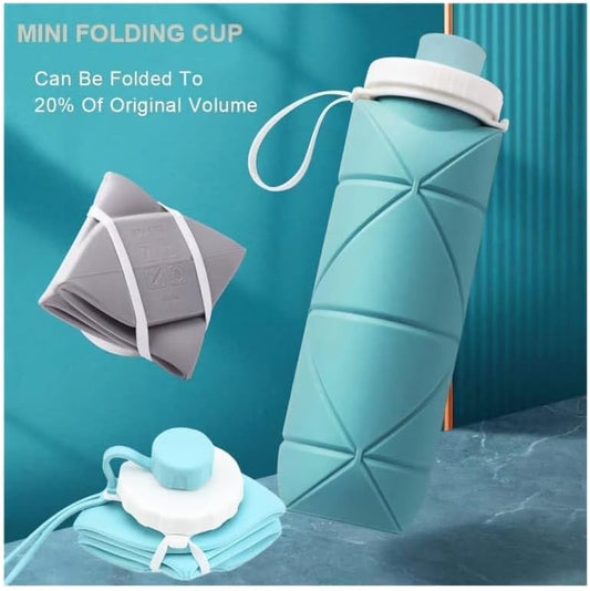 Foldable Silicone Water Bottle – 600 ml, Leak-Proof & Travel Friendly
