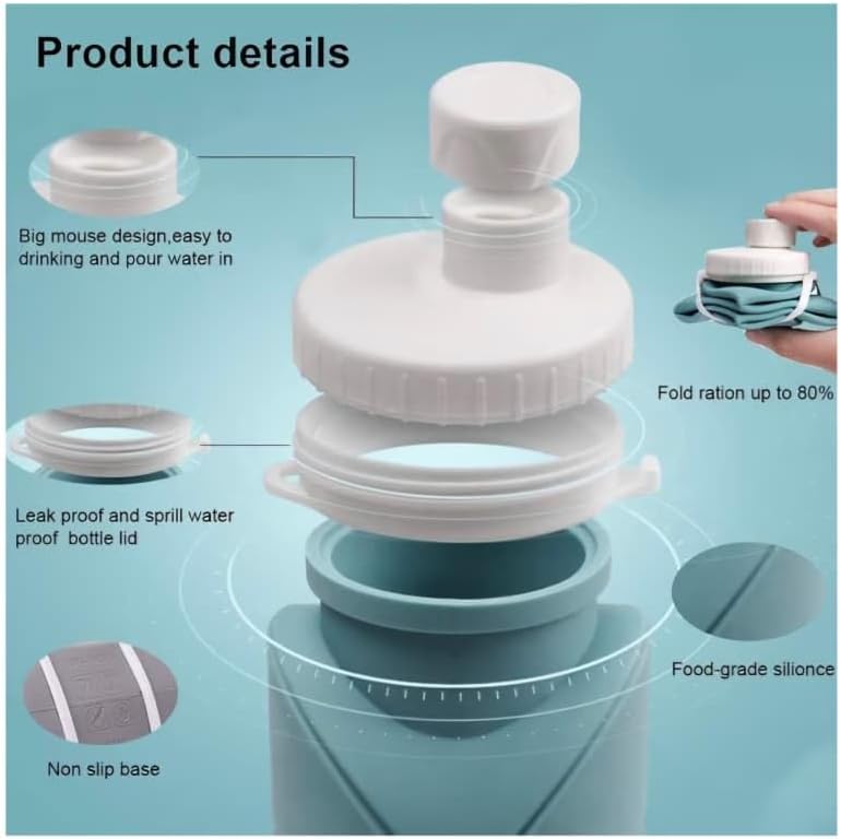 Foldable Silicone Water Bottle – 600 ml, Leak-Proof & Travel Friendly